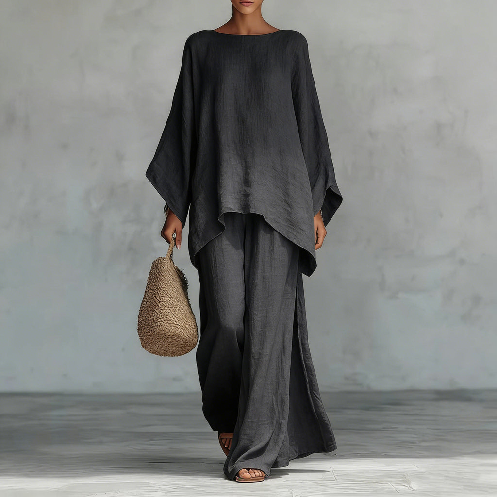 Minimalist Long-Sleeve Top + Wide-Leg Pants Set 2