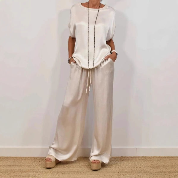 Short-Sleeve Button-Down + Wide-Leg Pants Set 2