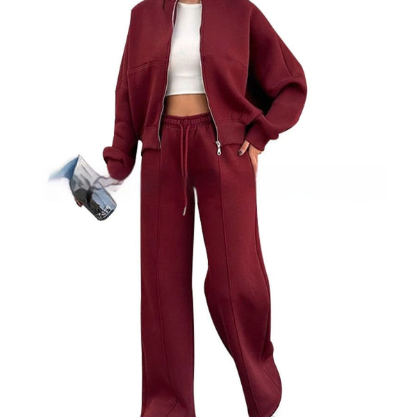 Zip Jacket + Wide-Leg Pants Set 4