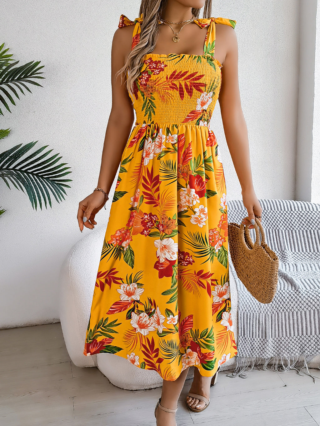 Floral Suspender Corset Beach Maxi 5