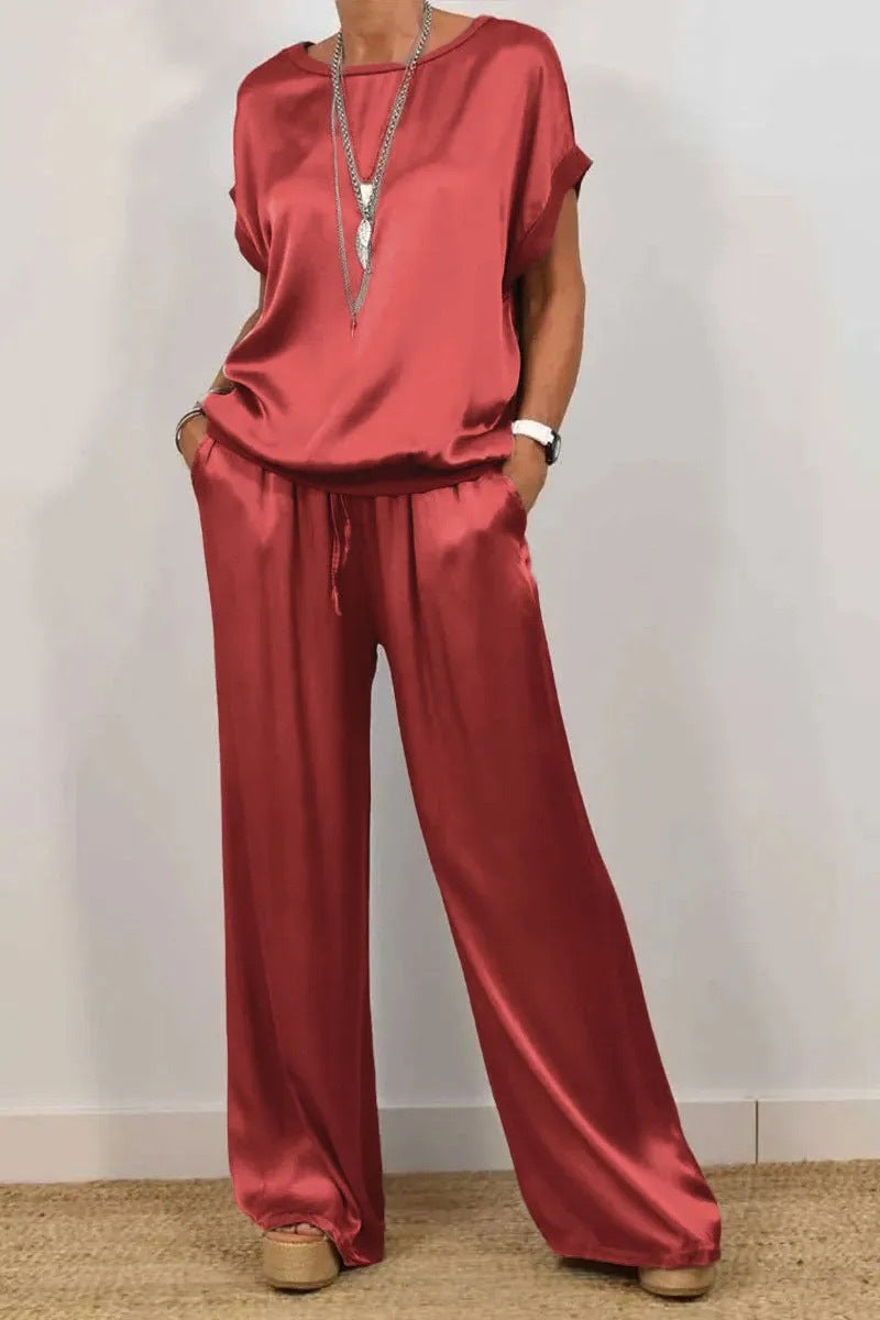 Short-Sleeve Button-Down + Wide-Leg Pants Set 6