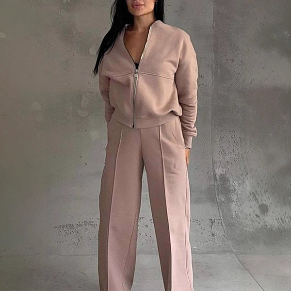 Zip Jacket + Wide-Leg Pants Set 16