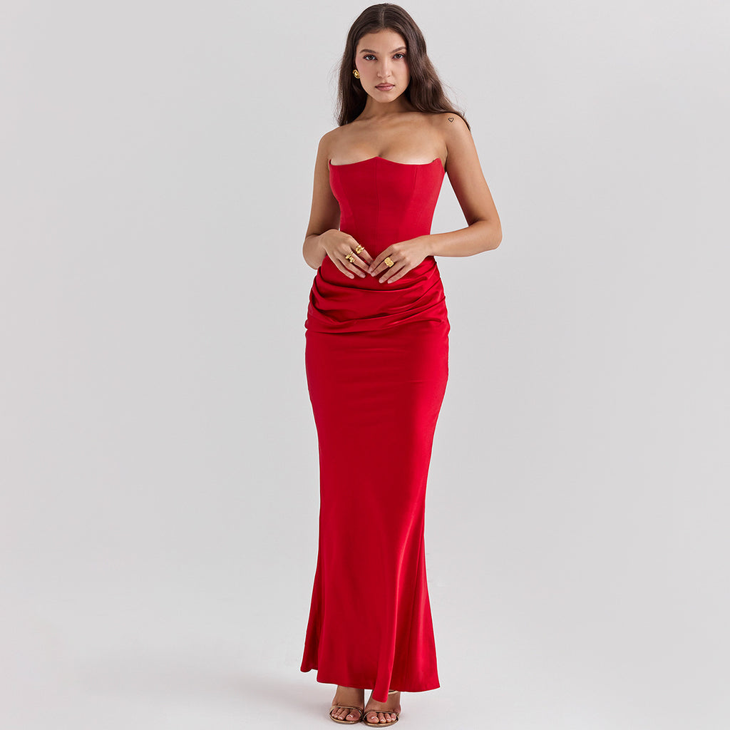 Strapless Corset Draped Maxi 16