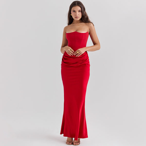Strapless Corset Draped Maxi 16