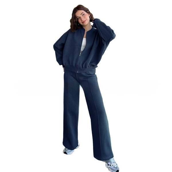 Zip Jacket + Wide-Leg Pants Set 14