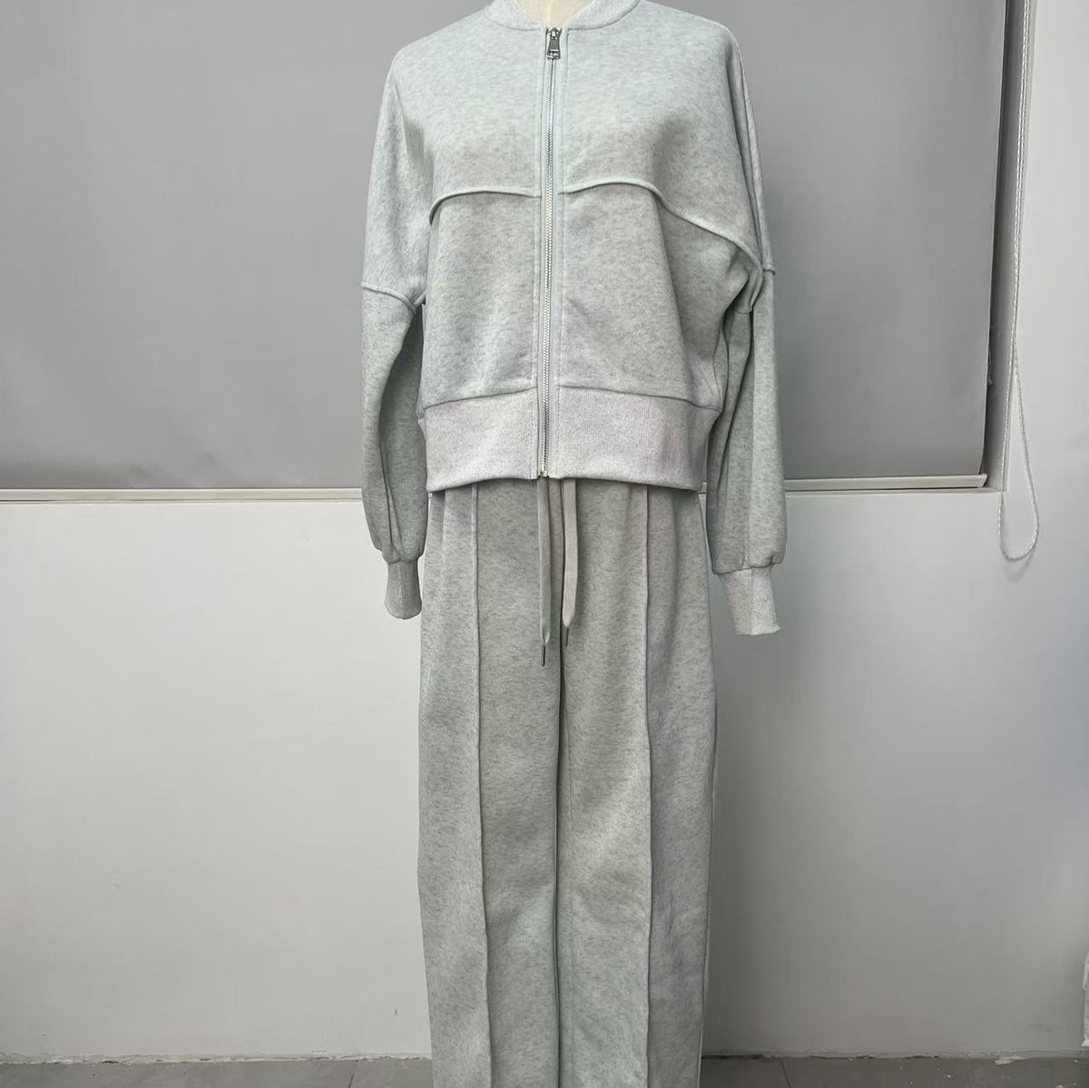 Zip Jacket + Wide-Leg Pants Set 7