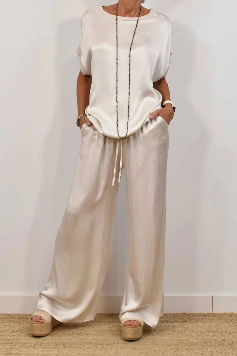 Short-Sleeve Button-Down + Wide-Leg Pants Set 8