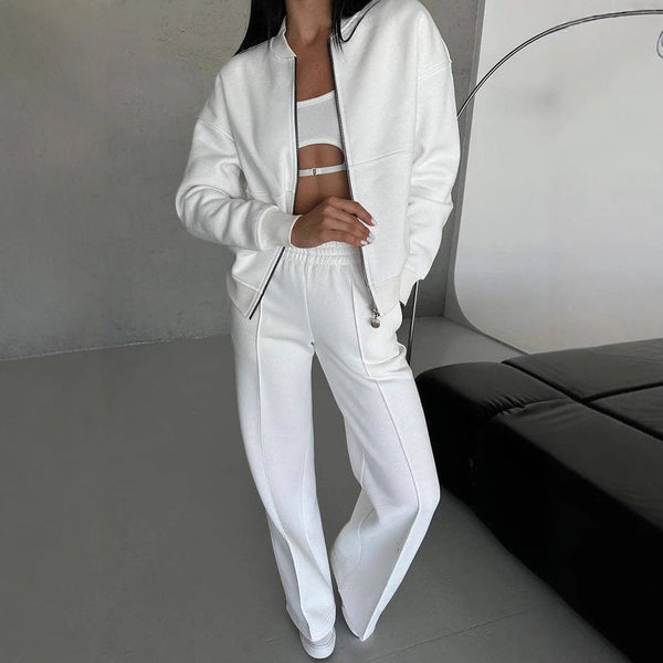Zip Jacket + Wide-Leg Pants Set 11