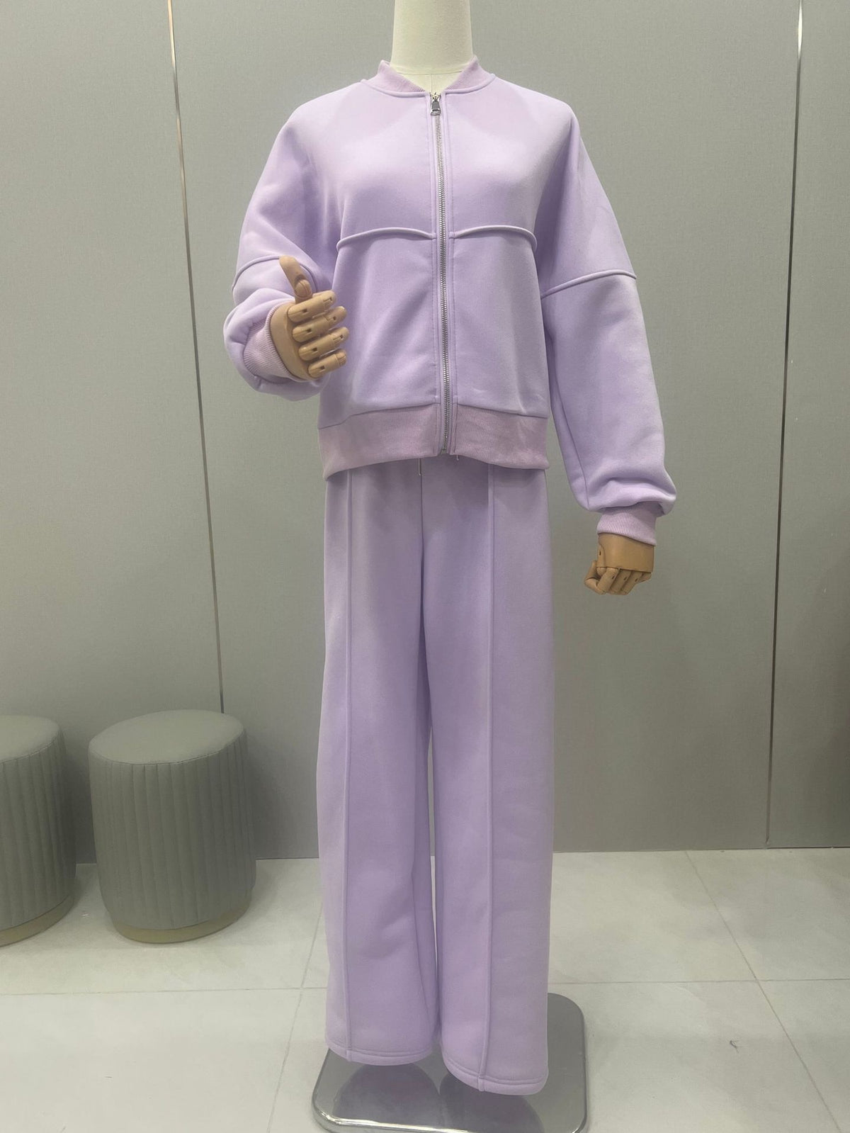 Zip Jacket + Wide-Leg Pants Set 3
