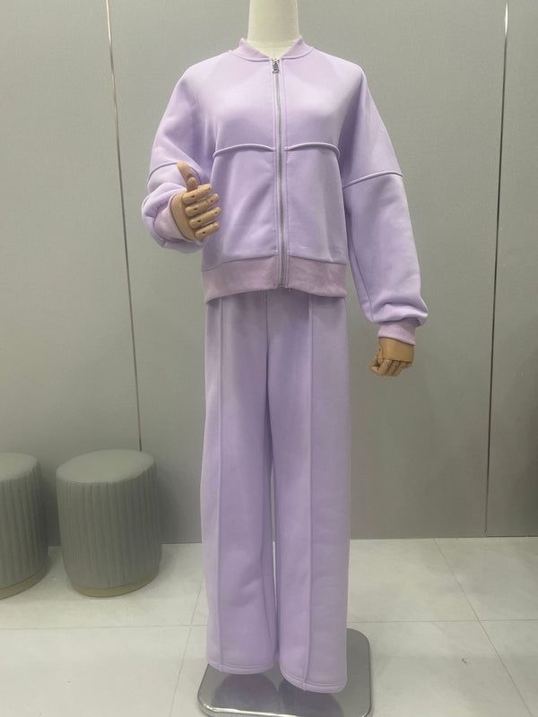 Zip Jacket + Wide-Leg Pants Set 3