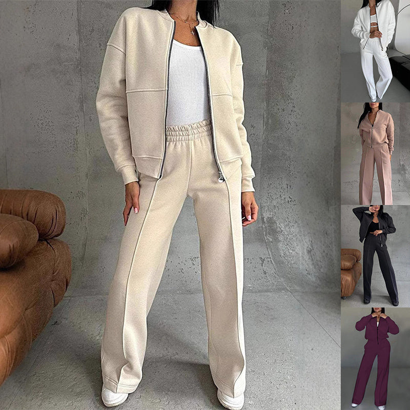 Zip Jacket + Wide-Leg Pants Set 12