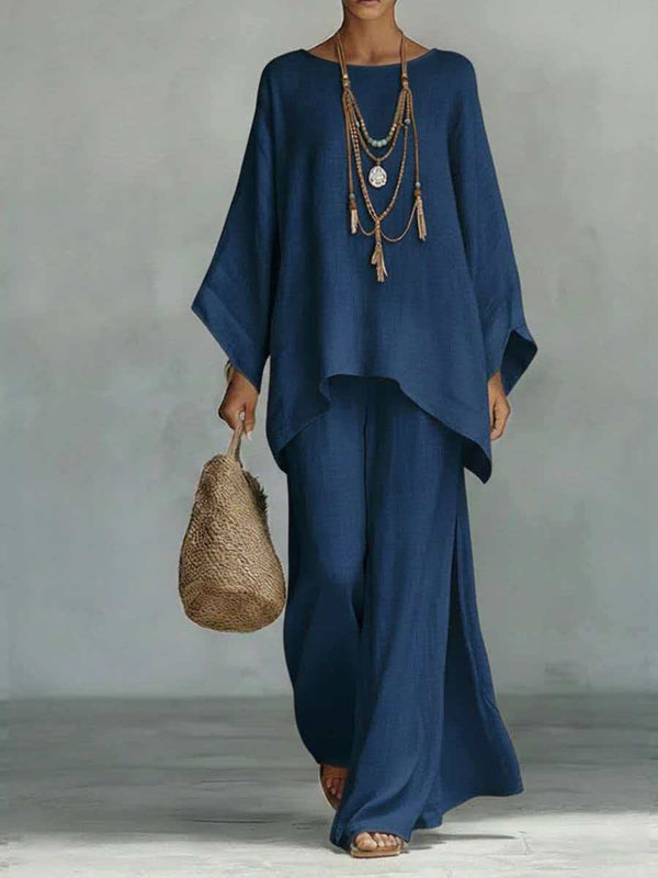 Minimalist Long-Sleeve Top + Wide-Leg Pants Set 9