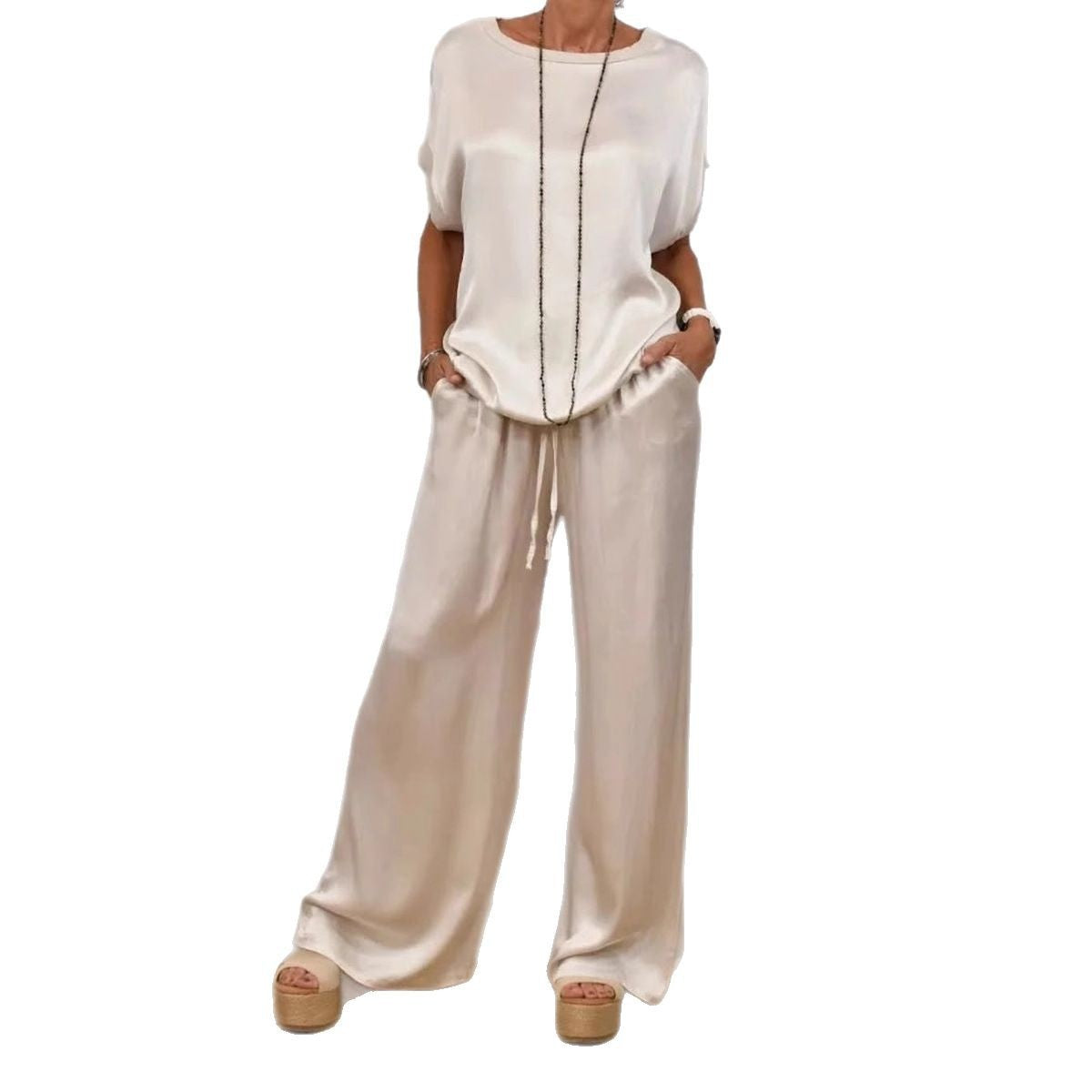 Short-Sleeve Button-Down + Wide-Leg Pants Set 3