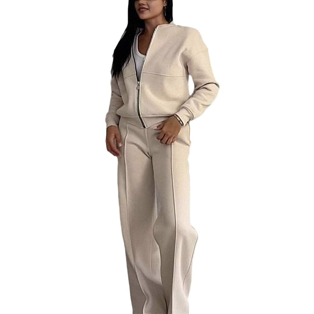 Zip Jacket + Wide-Leg Pants Set 13