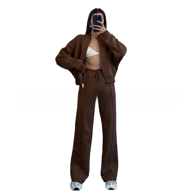 Zip Jacket + Wide-Leg Pants Set 6