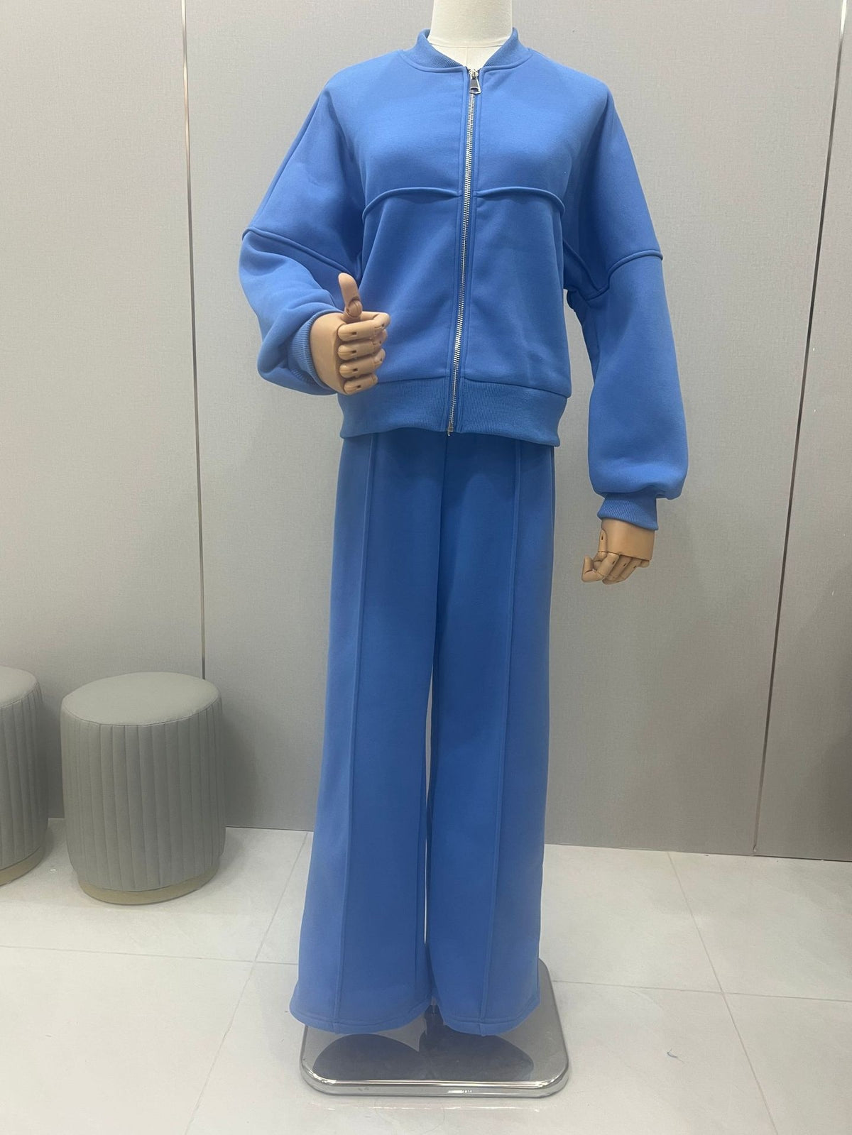 Zip Jacket + Wide-Leg Pants Set 10