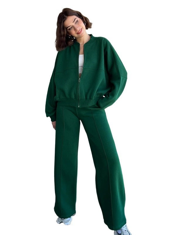 Zip Jacket + Wide-Leg Pants Set 17