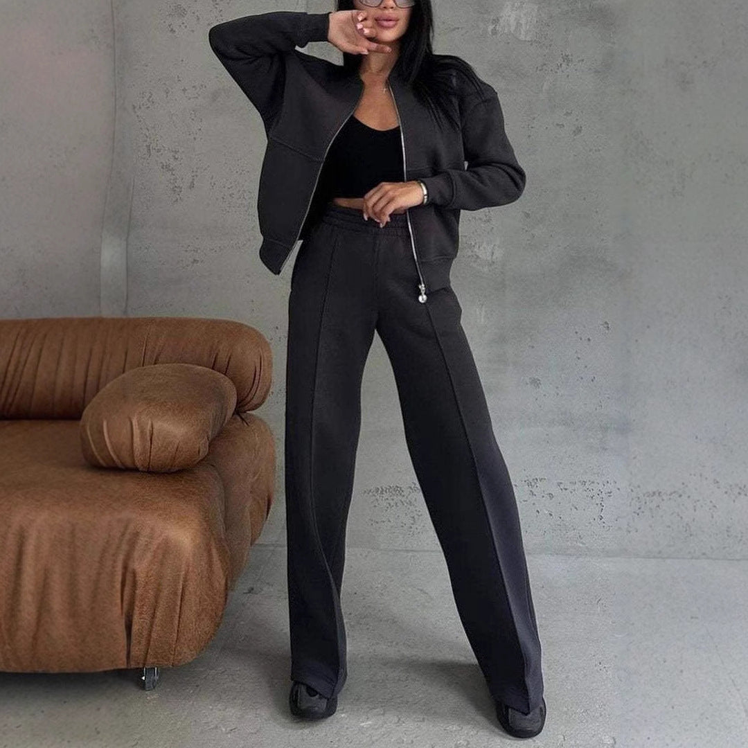 Zip Jacket + Wide-Leg Pants Set 15