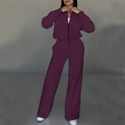 Zip Jacket + Wide-Leg Pants Set 8