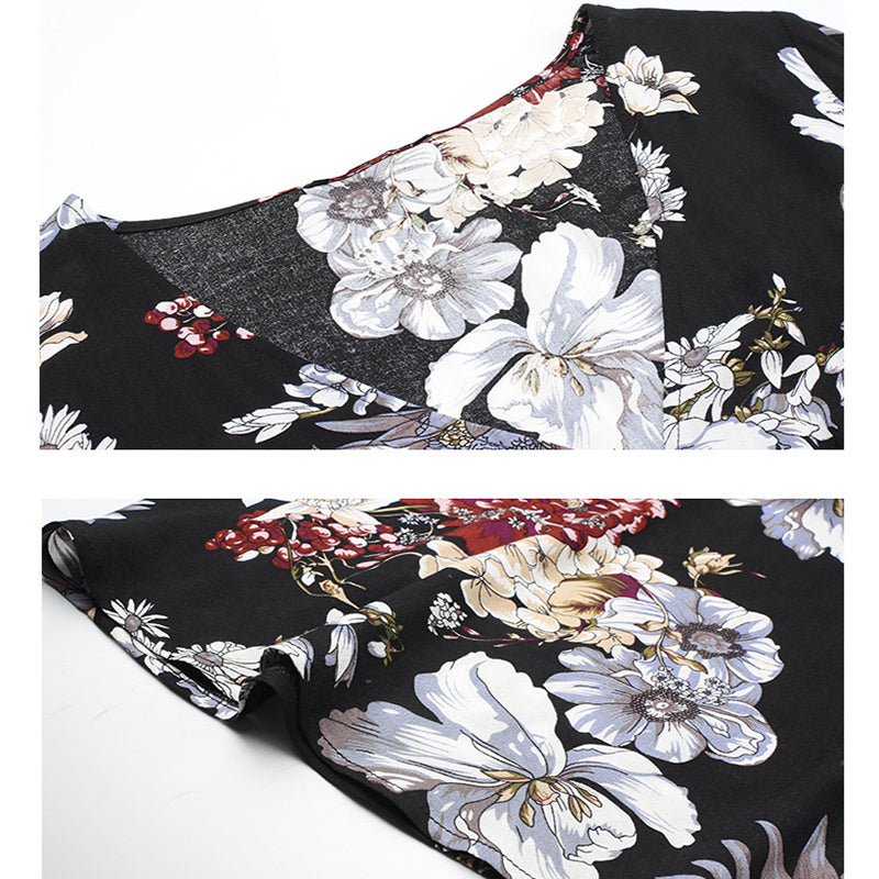Floral V-Neck Elastic-Waist Beach Dress Secondary image