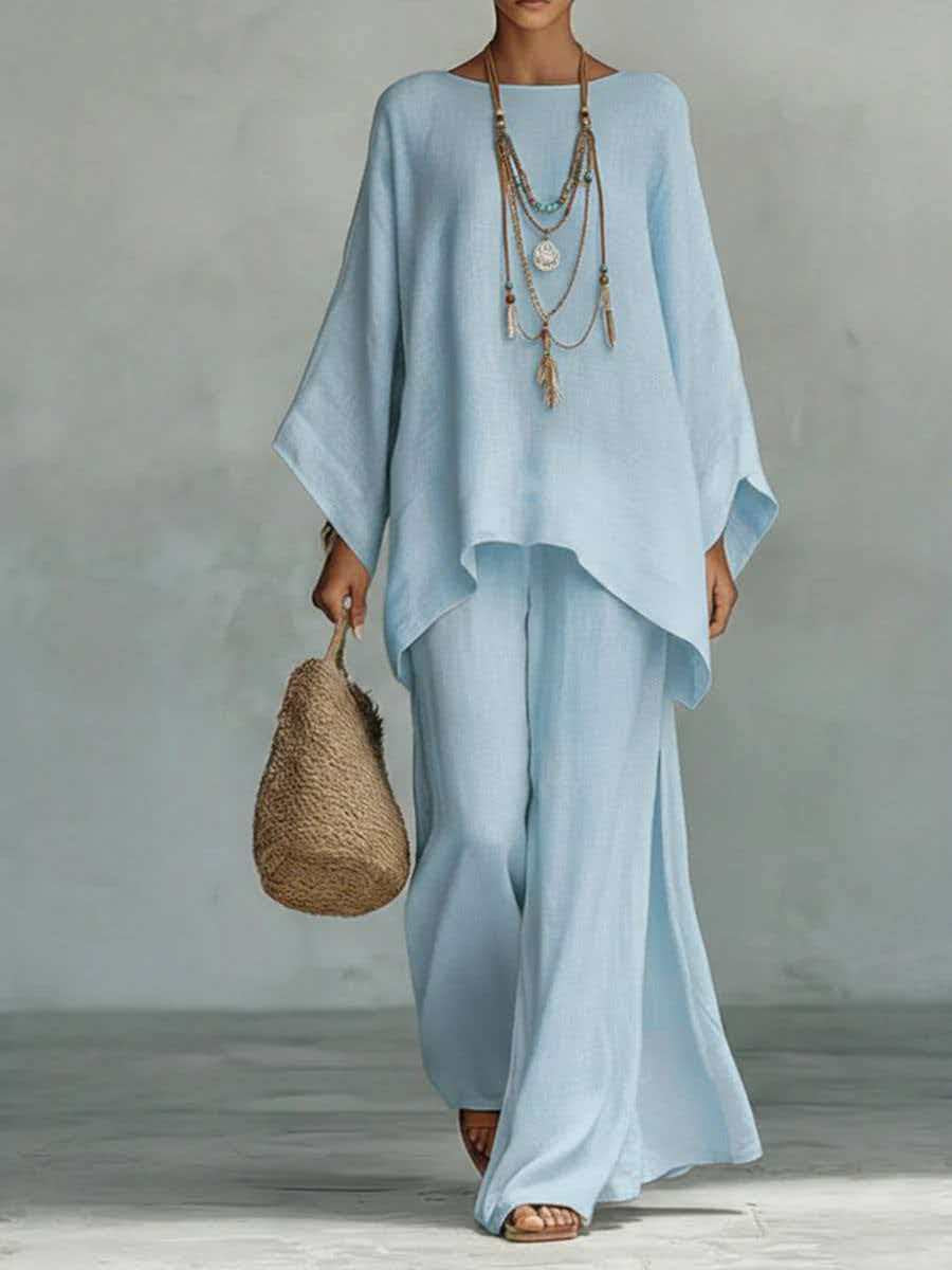 Minimalist Long-Sleeve Top + Wide-Leg Pants Set 10