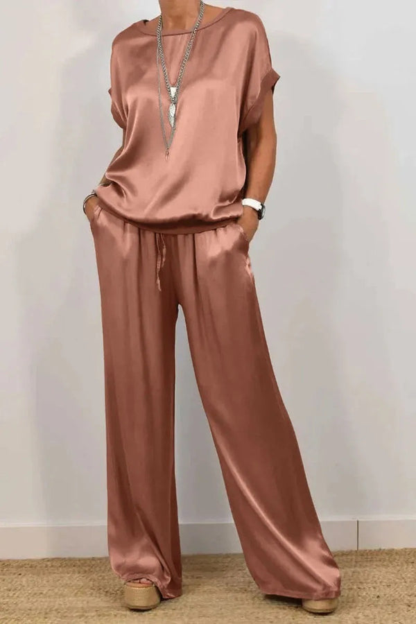 Short-Sleeve Button-Down + Wide-Leg Pants Set 9