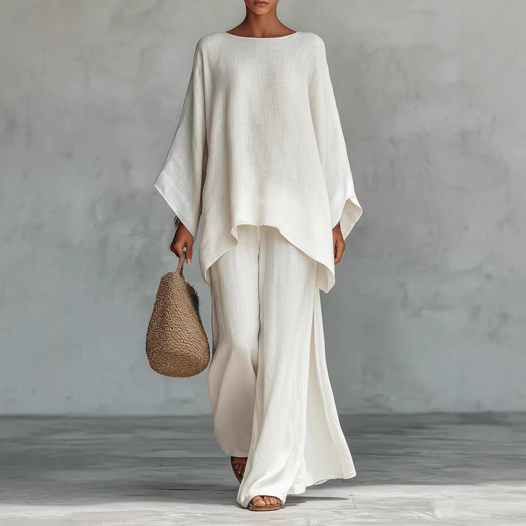 Minimalist Long-Sleeve Top + Wide-Leg Pants Set 8