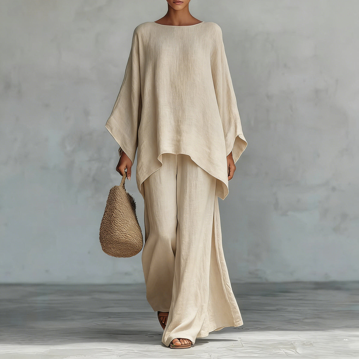 Minimalist Long-Sleeve Top + Wide-Leg Pants Set 5