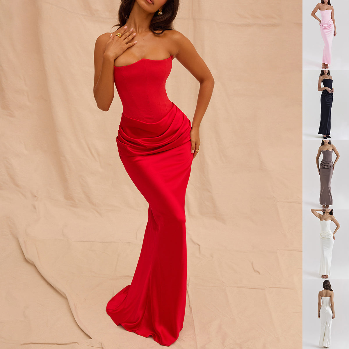 Strapless Corset Draped Maxi 9