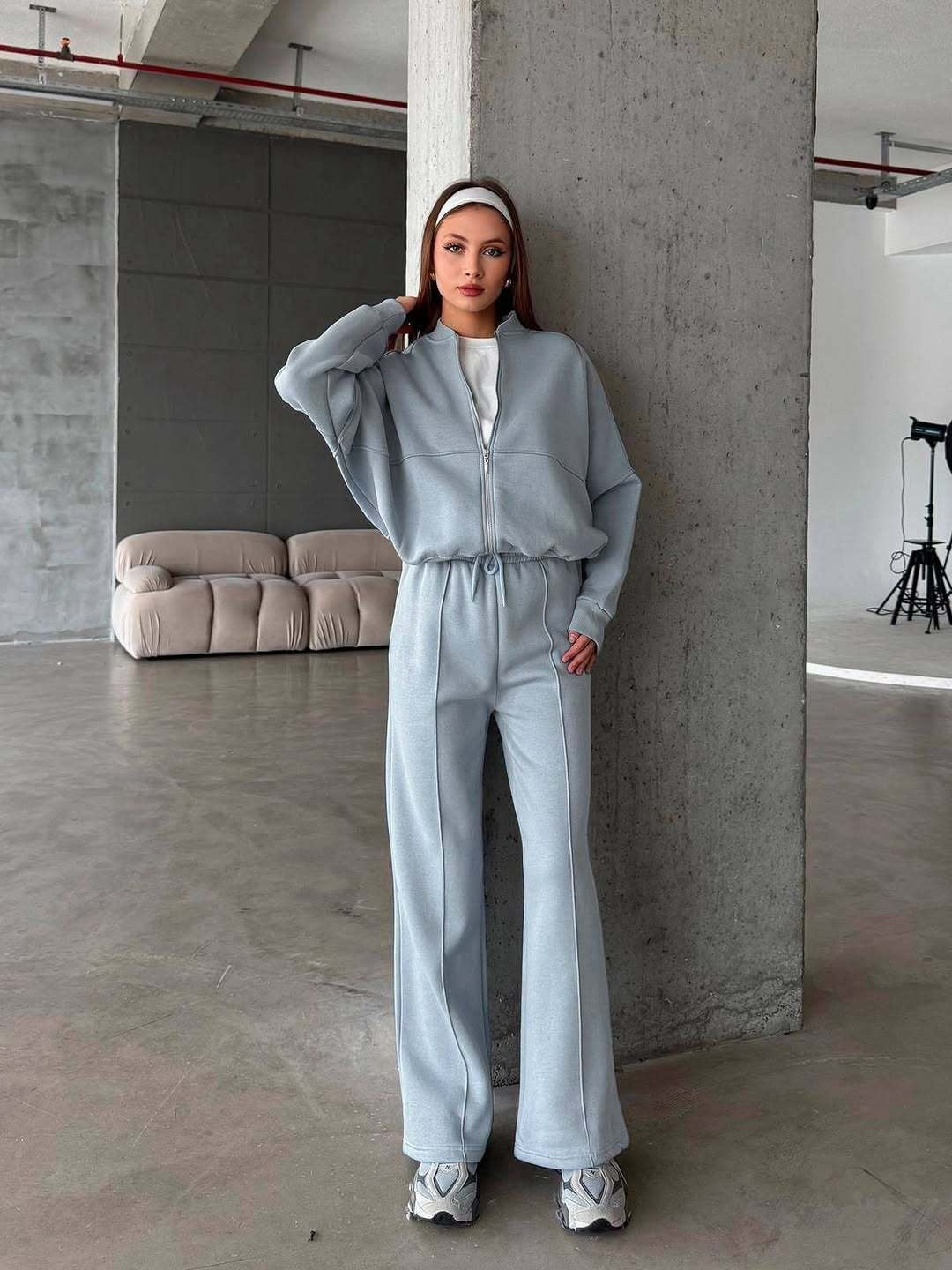 Zip Jacket + Wide-Leg Pants Set Secondary image