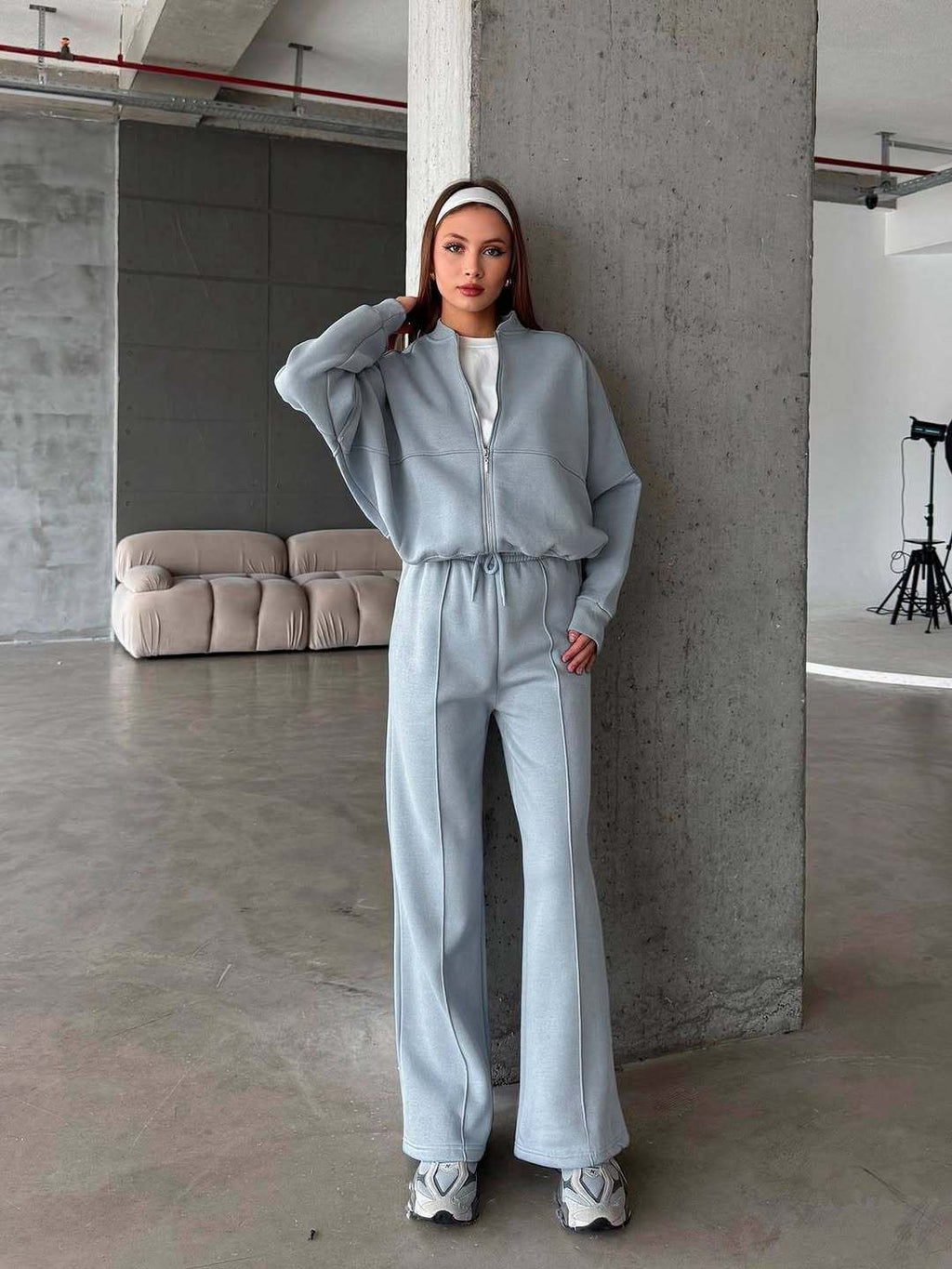 Zip Jacket + Wide-Leg Pants Set 2