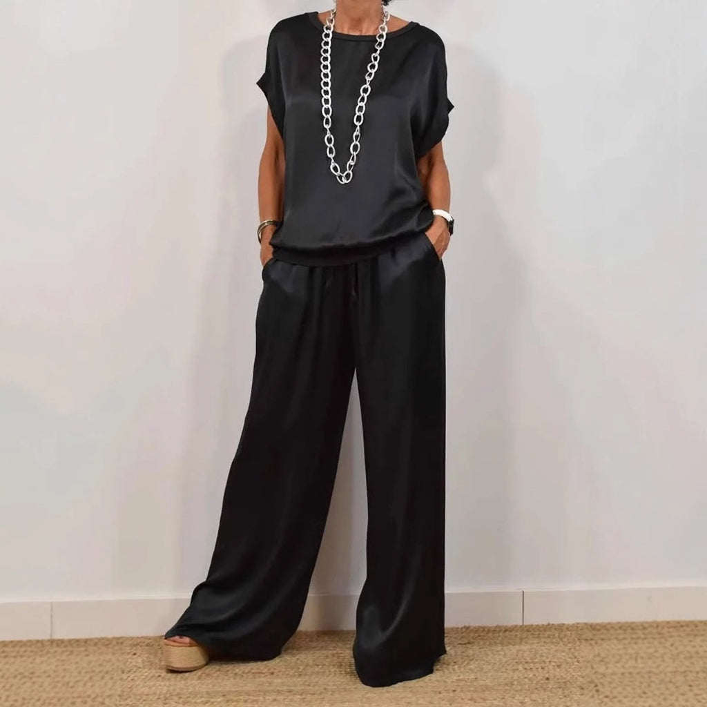 Short-Sleeve Button-Down + Wide-Leg Pants Set 5