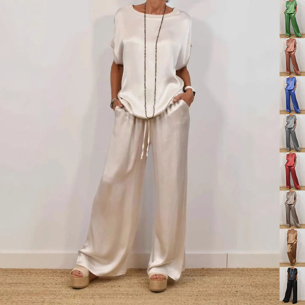 Short-Sleeve Button-Down + Wide-Leg Pants Set 4