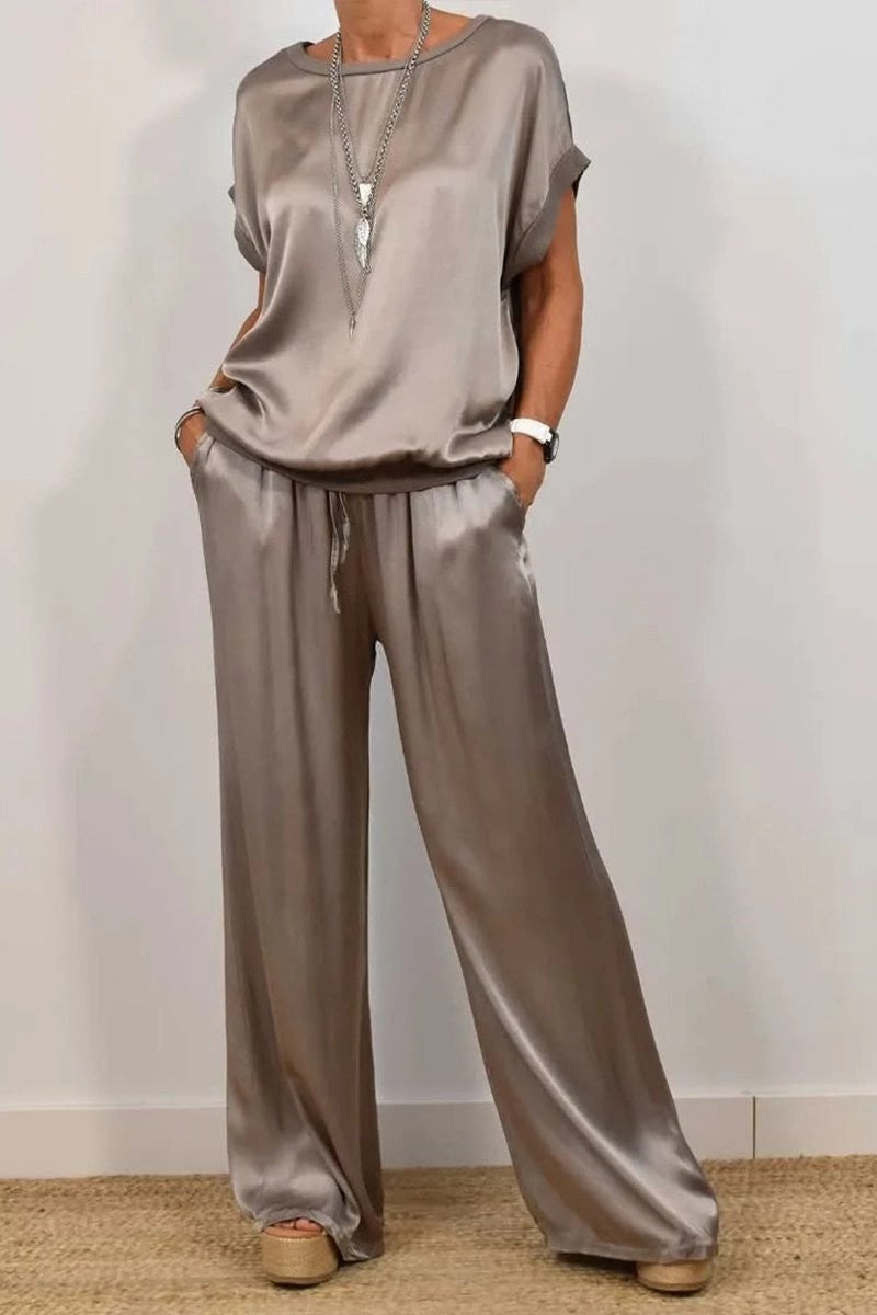 Short-Sleeve Button-Down + Wide-Leg Pants Set Main image