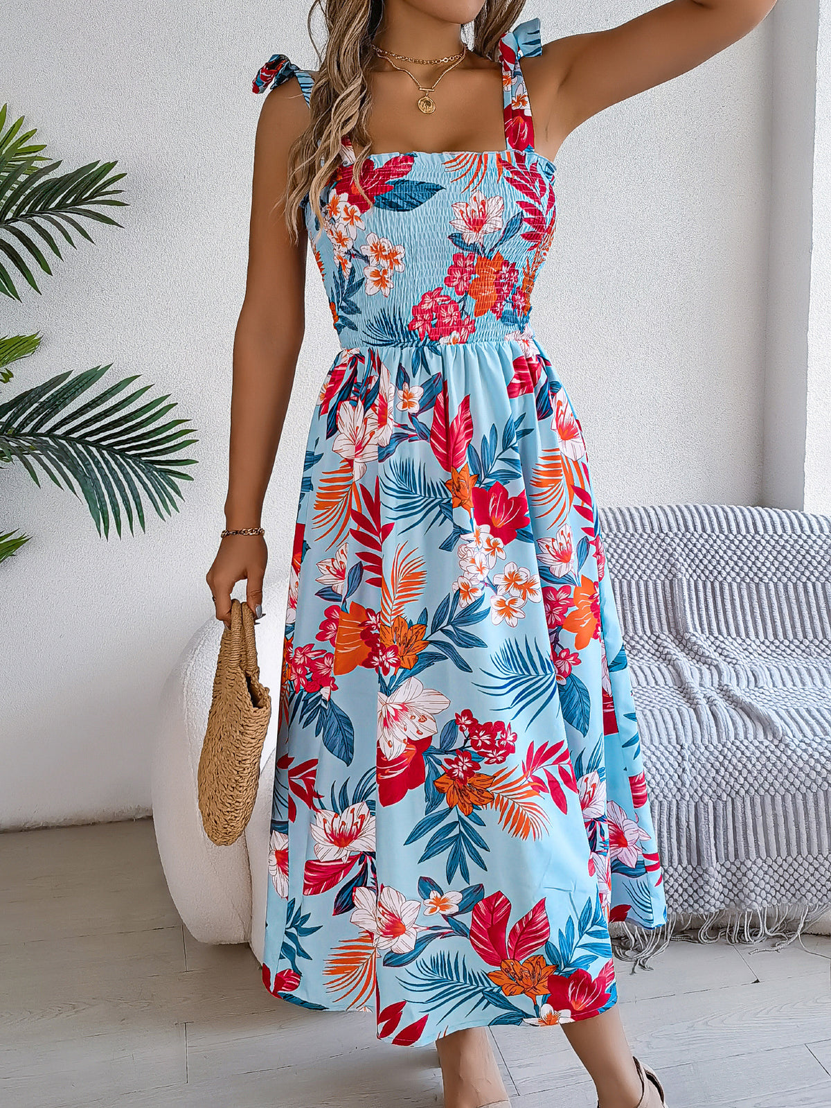 Floral Suspender Corset Beach Maxi 8