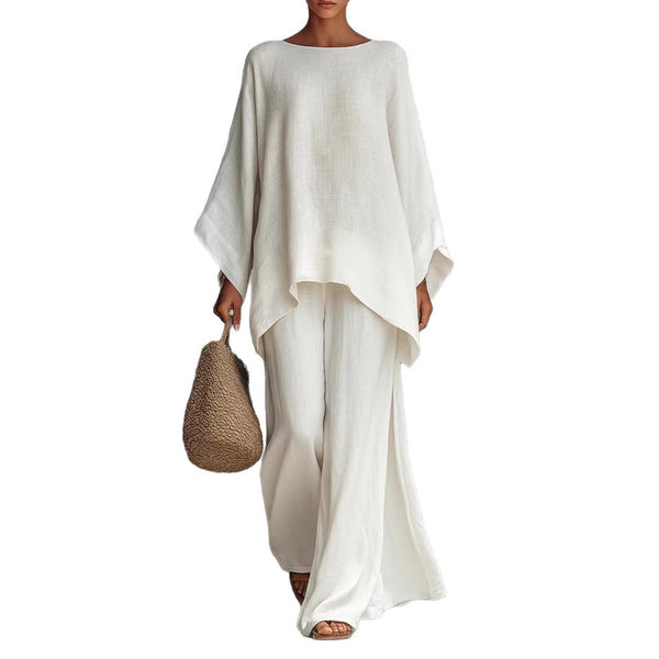 Minimalist Long-Sleeve Top + Wide-Leg Pants Set 3