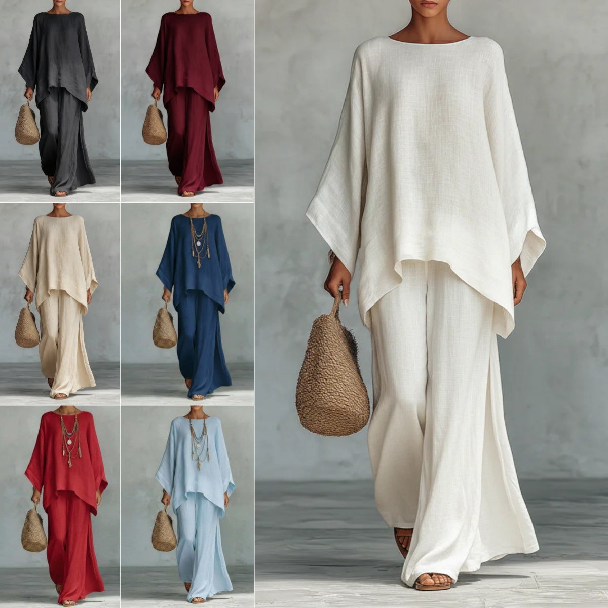 Minimalist Long-Sleeve Top + Wide-Leg Pants Set 4